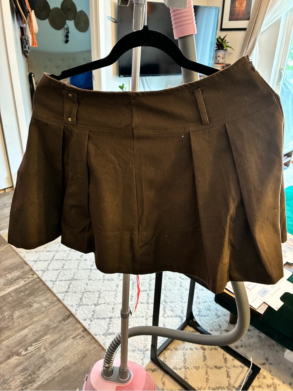 Cider Brown Pleated Mini Skirt